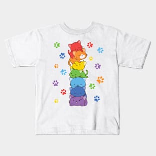 Funny LGBT Cat Stack Rainbow Gay Pride Gift For men Women Kids T-Shirt